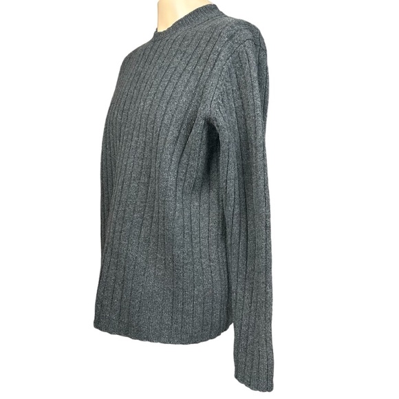 Gap Vintage Lambswool Sweater Medium Pullover Ribbed Fisherman Gray Unisex Crew - Picture 4 of 8